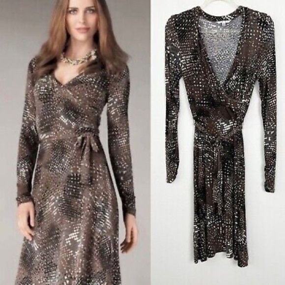 CAbi #658 Wrap Dress Stretch‎ Snakeskin Size S - Picture 1 of 10